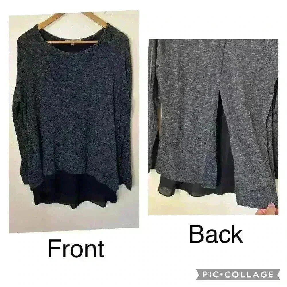 Casual Couture by Green Envelope Grey Tunic Size XL Grey with Black Underlayer